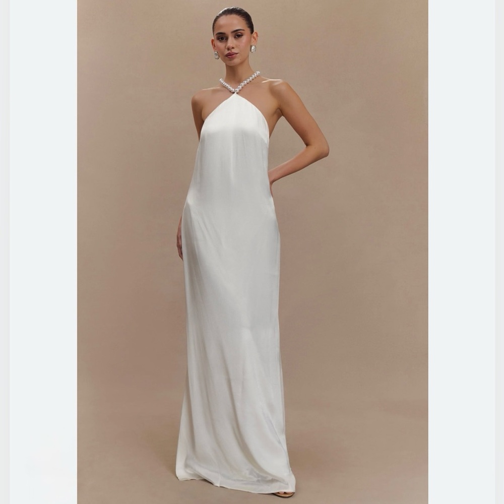 Meshki White Halter Gown